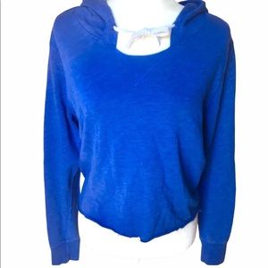 Old Navy Cropped Blue Hoodie Raw Hem Size:…